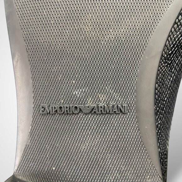 EMPORIO ARMANI Snakeskin Effect Leather Derby Shoes Men Size 10 Black Lace-Up main image 3